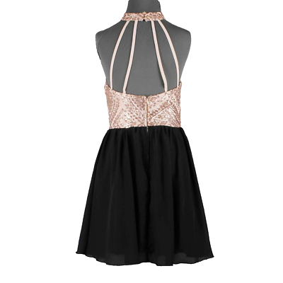 Speechless NEW $57 Sz 11 Pink Rose Black Sequin Open Back 100% Poly Nylon  Dress | eBay