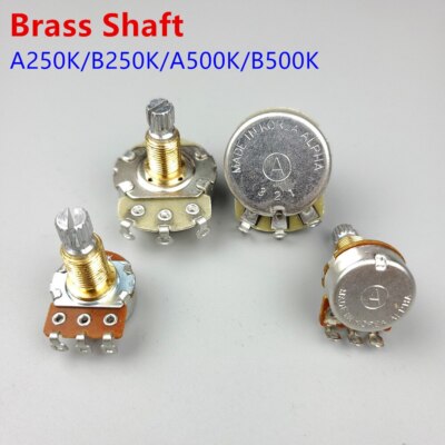 Alpha Brass Potentiometer(POT) For Electric Guitar Bass A250K/B250K/A500K/B500K