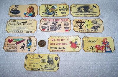 10 Alice In Wonderland Tea Party Tickets Quote Vintage Fussy Cut Linen Cardstock Ebay