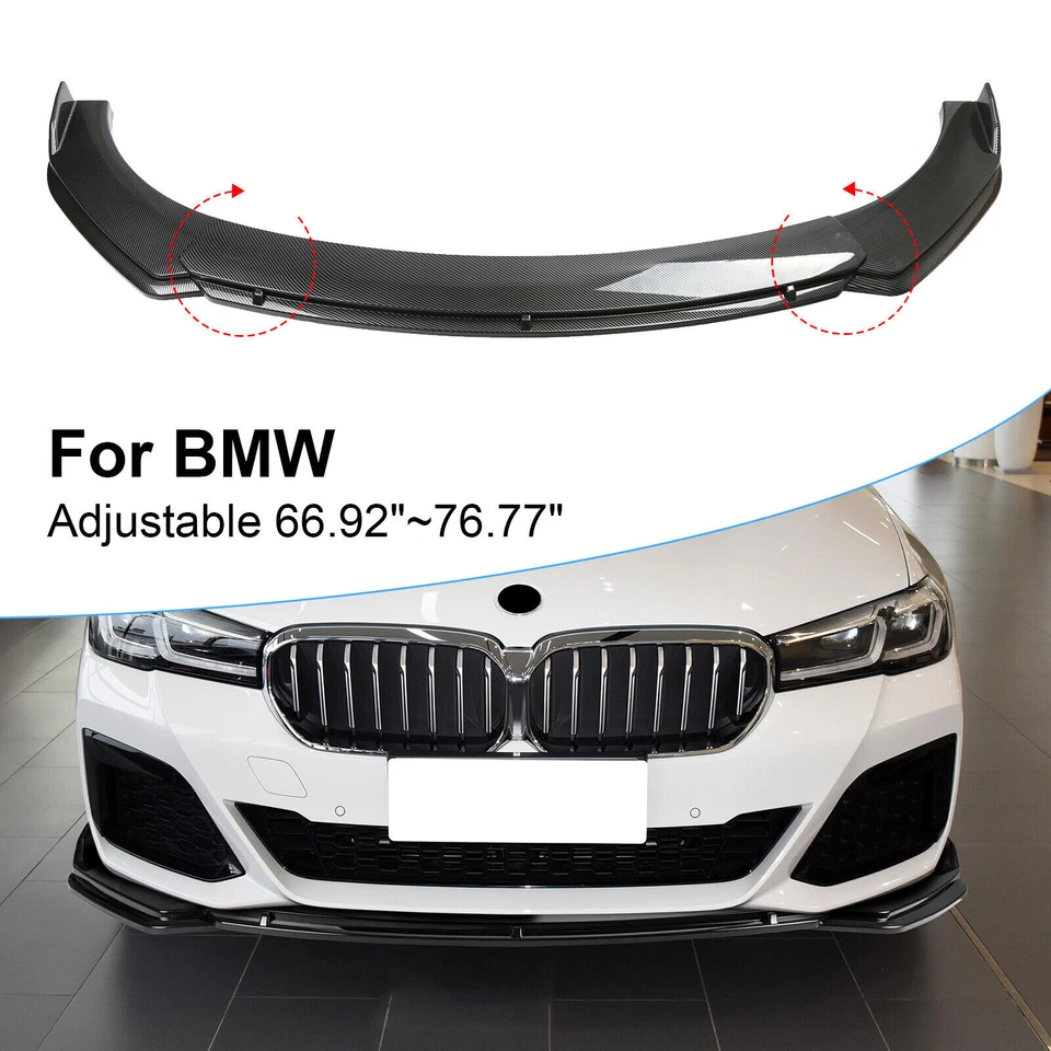For Chevrolet Malibu Front Bumper Lip Splitter Spoiler Carbon Fiber + Strut Rods - Image 2 of 4