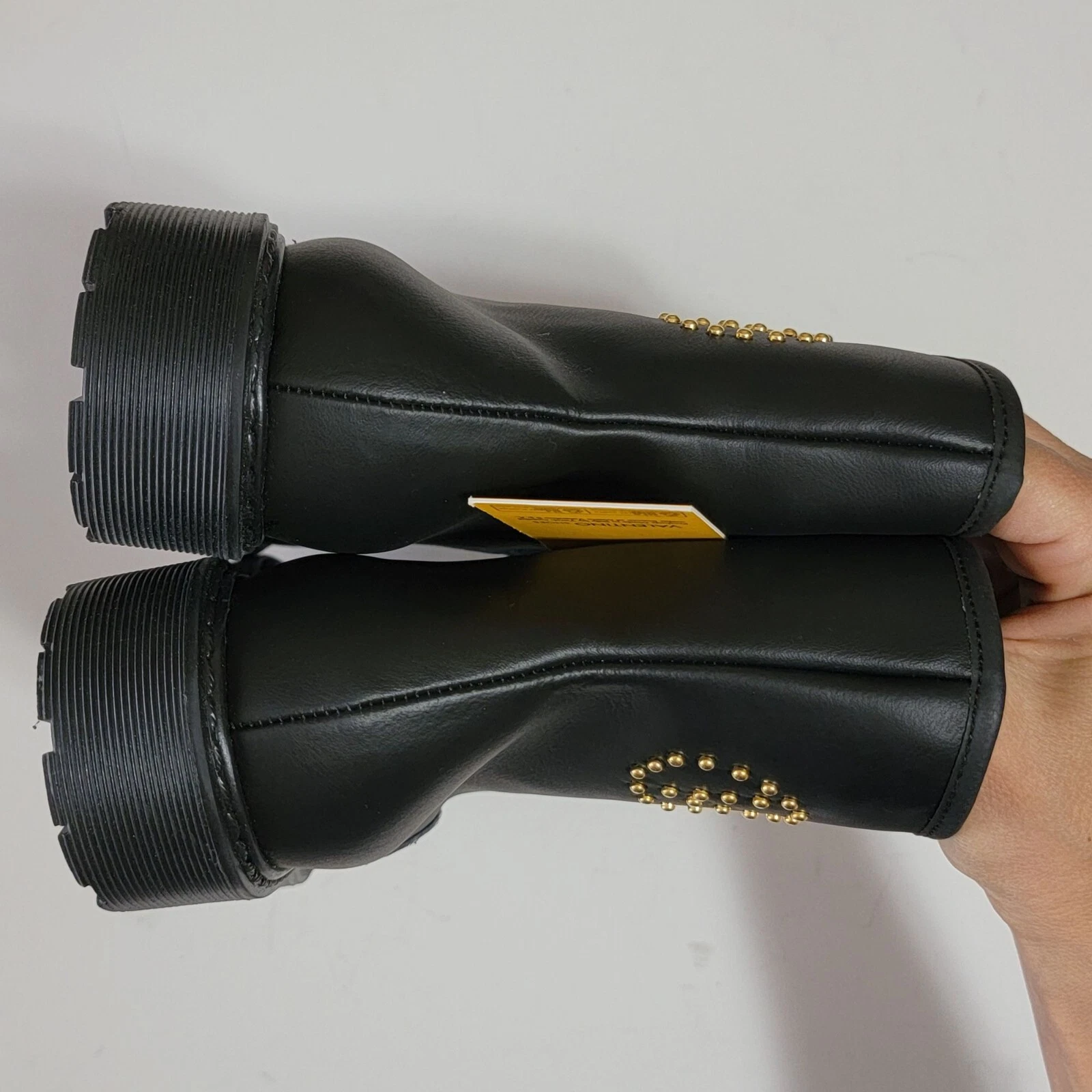 Stivali da combattimento Valentino donna Marti neri di lusso designer classici taglia 7 5 nuovi