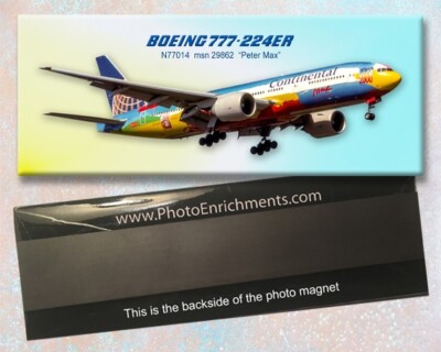 Continental Airlines (Peter Max) Boeing 777-224 Handmade Fridge Magnet (PMT1685)