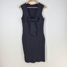 Queenspark dress womens M bodycon knee length black striped stretch 102727