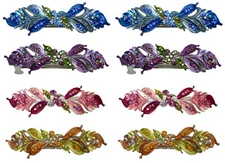 Set of 8 JCGY Large Flower Barrettes High Quality Hand Painting  YY86800-3-8