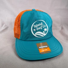 Island Surf Co Hat Mens One Size Blue Orange Strapback Cap Activewear Mesh Back
