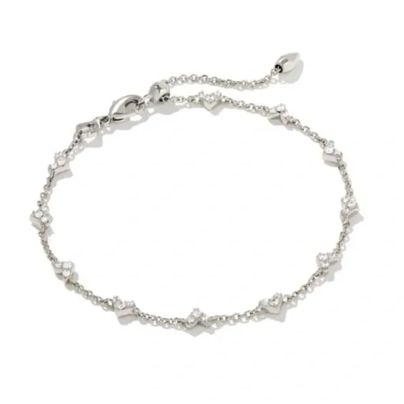 Pulsera Kendra Scott Haven Corazón Cristal Blanco Cadena Plata. Venta al por menor $75 Foto 3 de 4