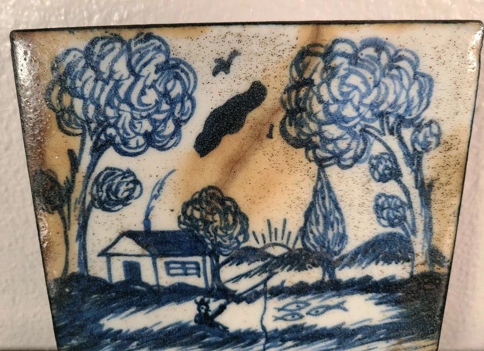 Antigua casa grande de pescadores de azulejos azules de Delft holandesa inglesa siglo XIX         Foto 3 de 4