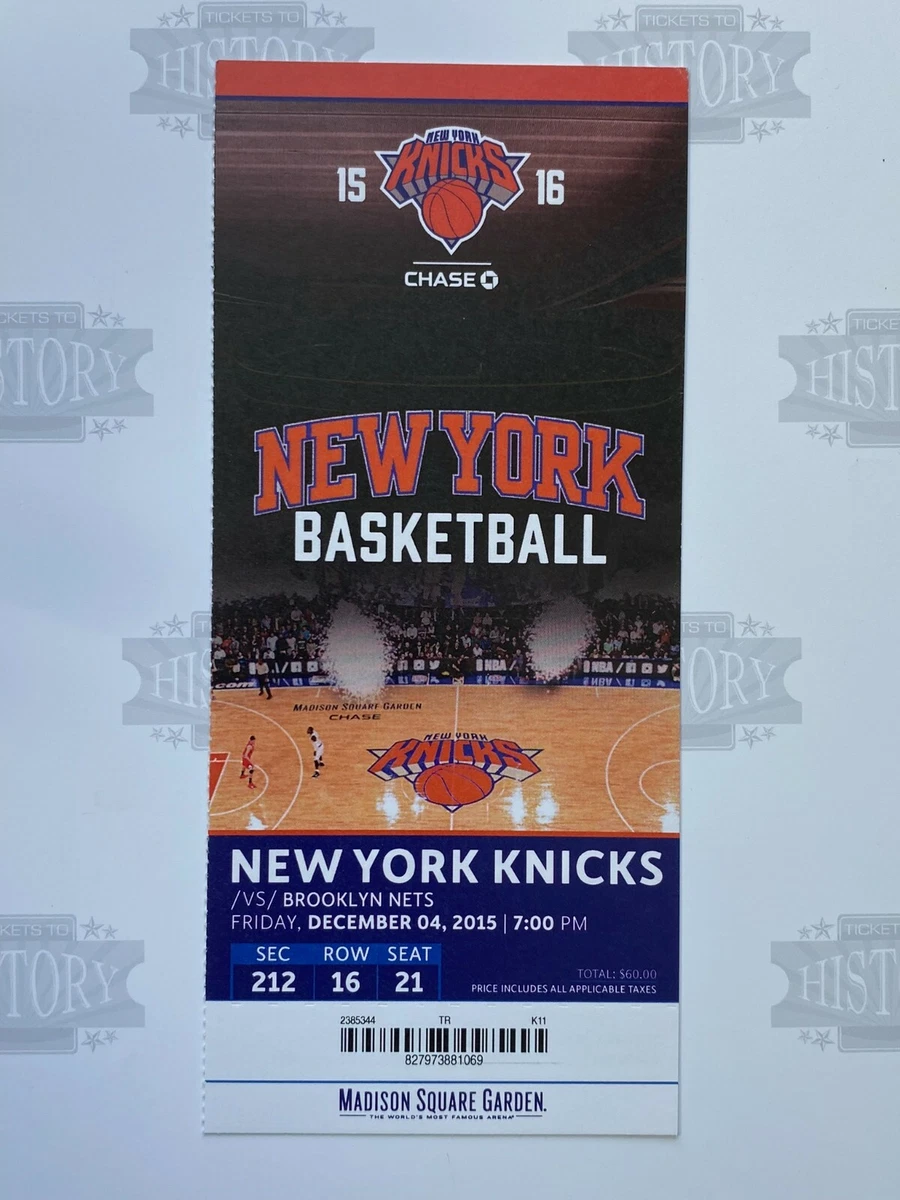 2015 Brooklyn Nets at New York Knicks Ticket 12 4 15 eBay