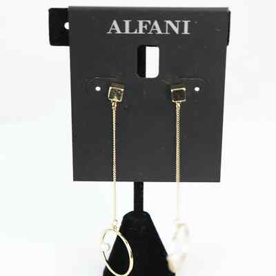 Alfani, Gold-Tone Circle Imitation Pearl Linear Drop Earrings