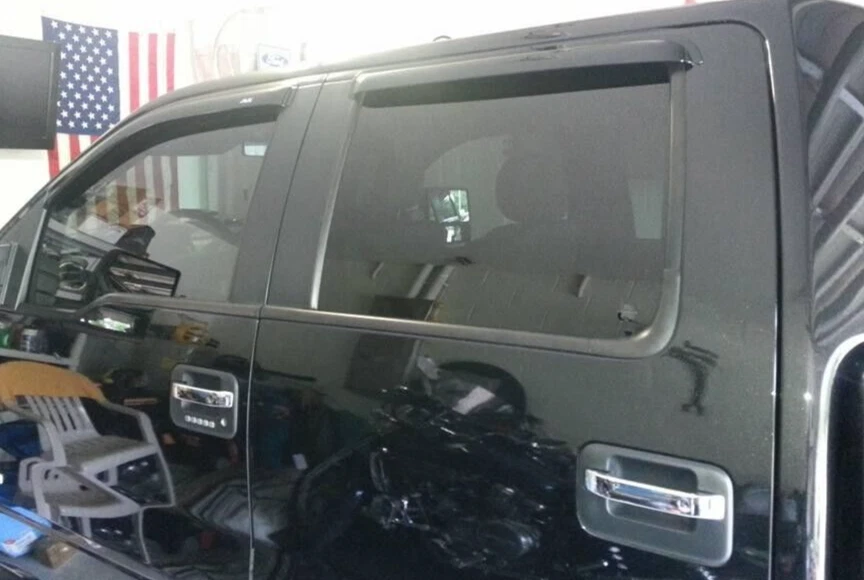 Protectores de lluvia contra humo AVS con cinta viseras de ventilación pantalla para Ford F150 2009-2014 doble cabina Foto 3 de 4