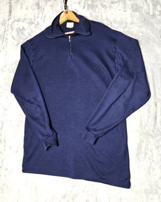 LL Bean Shirt Mens XL 1/4 Zip Pullover Made in USA Navy 100% Thermax  Polyester