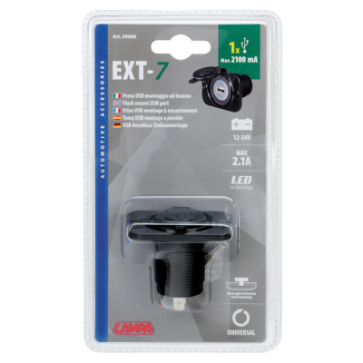 Lampa 39006 Presa USB Per Auto EXT7 – 12/24V – Caricabatterie Universale Con Certificazione ISO 9001