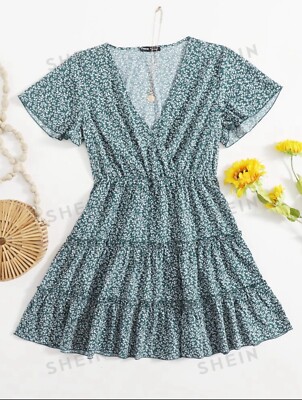 SHEIN Green Floral Dress Size Large | eBay SHEIN Green Floral Dress Size Large | eBay