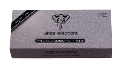 5 Packungen (225 Filter) White Elephant Superflow Natur Meerschaumfilter, 6 mm
