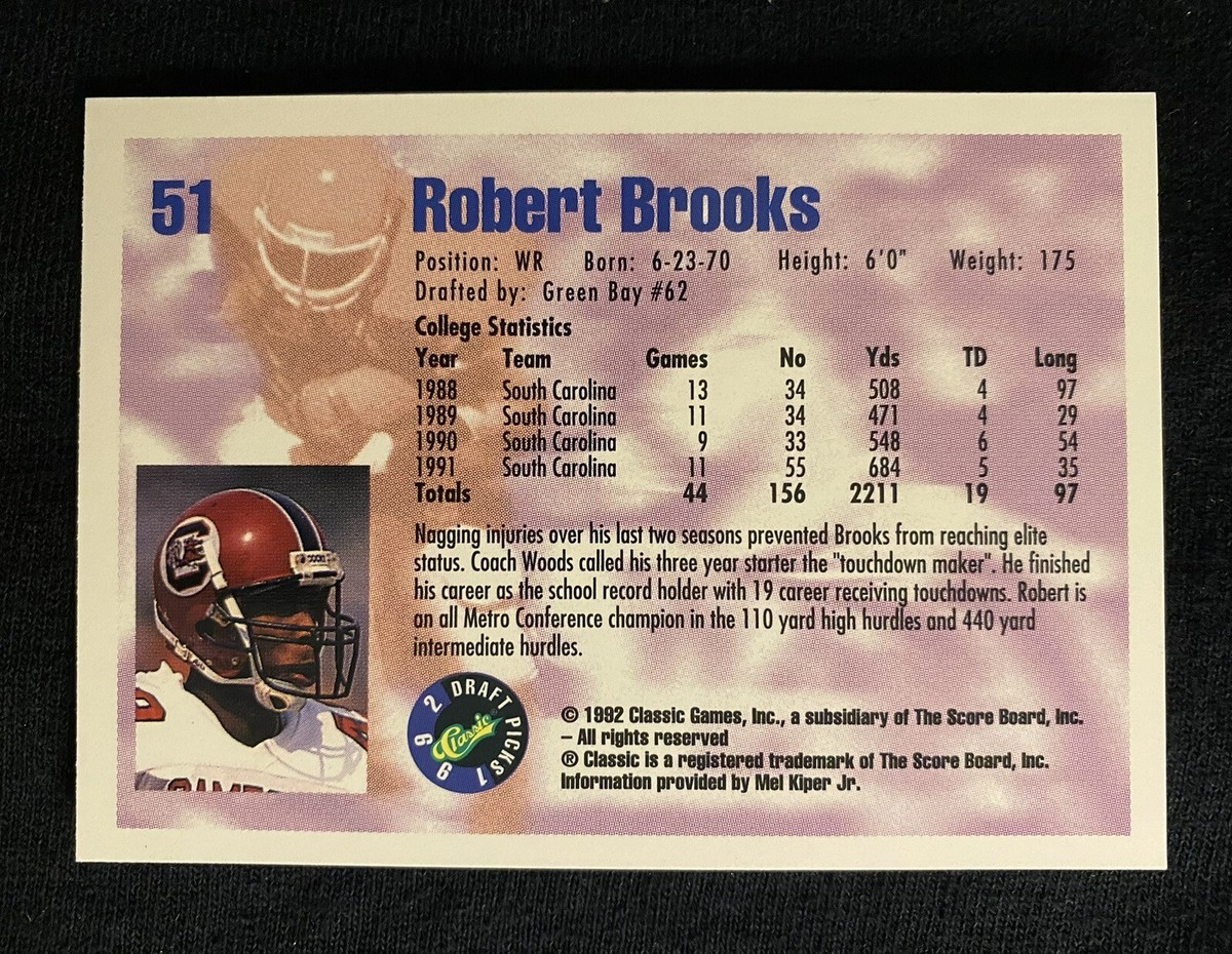 1992 Classic Draft Picks Robert Brooks #51 South Carolina/Green