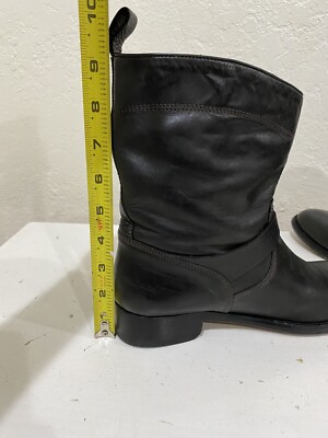 Belstaff Black Leather 2 Buckle Short Moto Biker Boots Engineer Mens EU 45 US 12 BELSTAFF Black DISTRESSED LEATHER SHORT Moto BIKER BOOTS  main image 4
