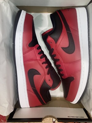 Nike Air Jordan 1 Low Gym Red Reverse Bred Pebbled Swoosh 9 DS | eBay