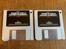 WHERE IN TIME IS CARMEN SANDIEGO GAME AMIGA COMPUTER 3.5" INCH FLOPPY(S) TESTED