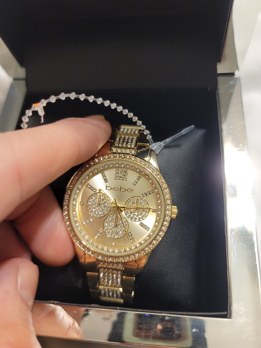 Bebe Gold Colored Bling Rhinestone Womens Metal Fashion  display picture 1