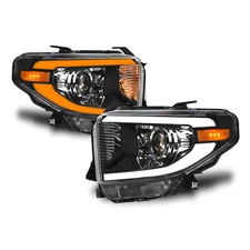 Topline For 14-21 Tundra Level Adjuster Sequential LED Projector Headlights Blk