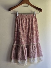Vintage 70s Cottagecore Prairie Montgomery Ward Smocked Tiered Girls Long Skirt