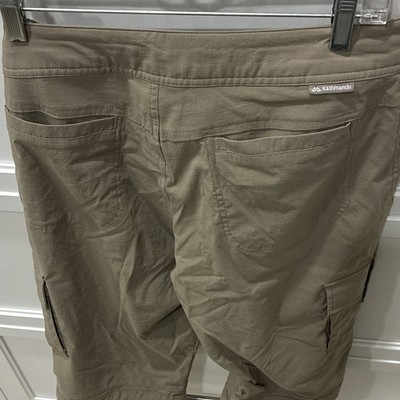 Kathmandu Beige Cargo Pants Women s Spandex Solid Logo Zipper Accents Size 12