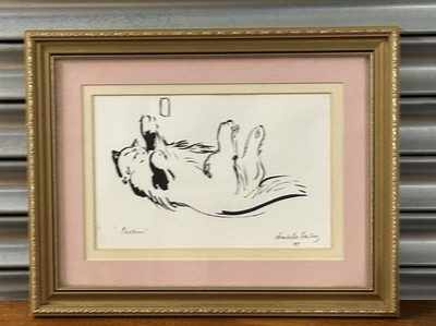Original Ink Artwork    Puskin  by Charlotte Fawley, Playful Cat - Lovely Gift