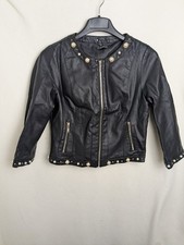Zuiki ladies size medium black faux leather faux pearl studded casual jacket