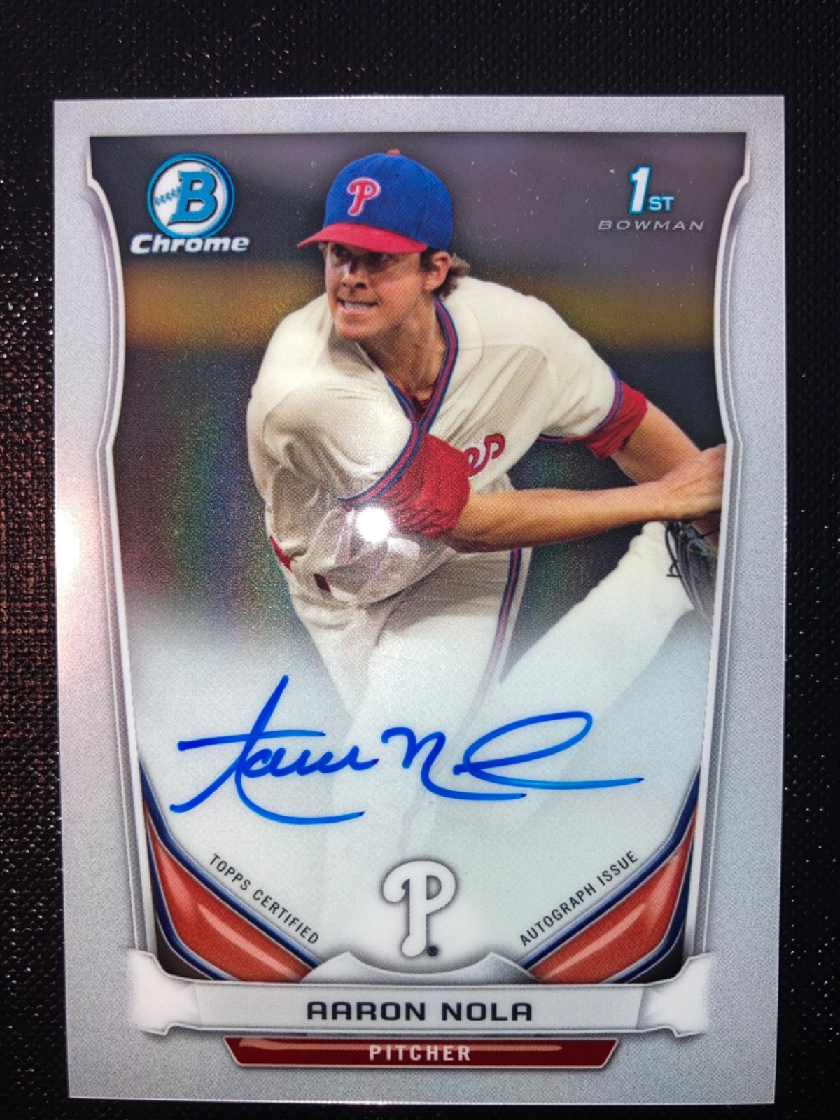 2014 Bowman Draft - Chrome Draft Pick On Card Auto Aaron Nola #BCA-AN (AU, RC)