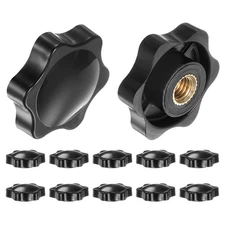 12pcs Star Knobs M8 Thread 32mm Head Non-Through Hole Brass Insert Knob Black