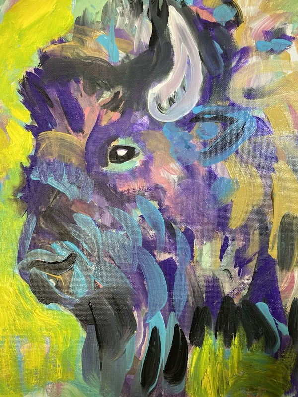 American Bison, 11”x14” Acrylic/Canvas, Original, COA, Signed By Artist