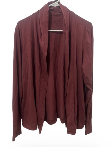 Pact Open-Front Cardigan - Deep Brick Size XL