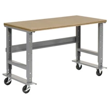 Mobile Adjustable Height Workbench Shop Square Edge 72"W x 36"D Gray