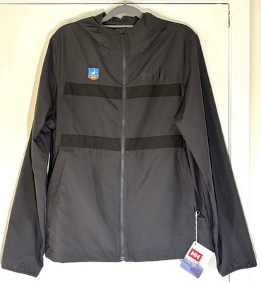 Helly Hansen NWT Salt Striped Windbreaker Jacket Ebony L Sailing Waterproof