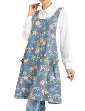Cozy Adjustable Cross Back Aprons for Women with Pockets Cotton Linen Cooking...