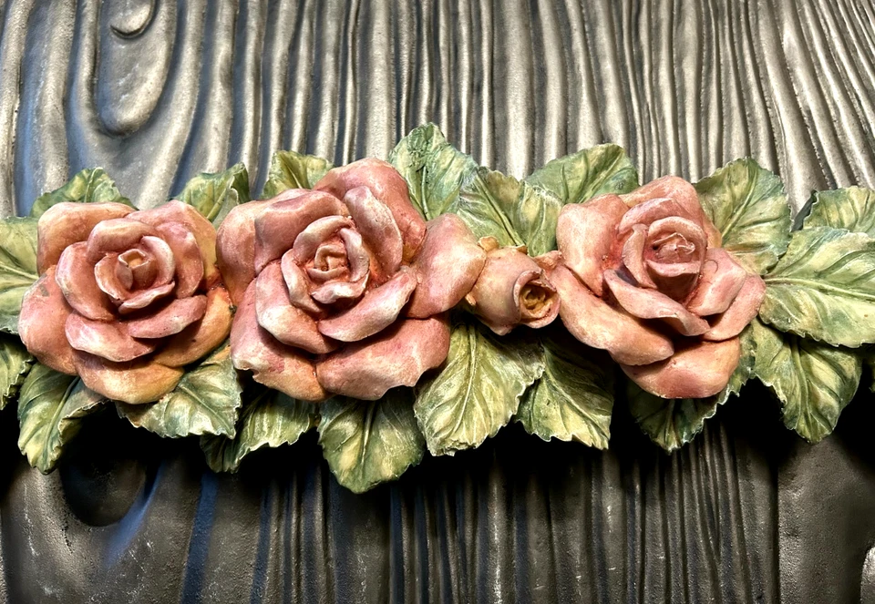 Guirnalda de resina rosas rosadas vintage TOUCH OF CLASS frontón molde arqueado 3D botín 26" Foto 3 de 4