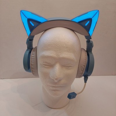 YOWU Cat Ear Headphones 4 Wireless Blue Bluetooth Gaming Headset CIB w/ Case