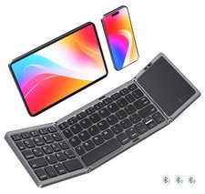 Foldable Keyboard with Touchpad, Bluetooth Wireless Portable Keyboard, Rechar...
