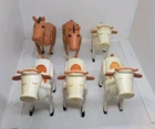 Vintage Fisher Price little people farm lot/6: 2 brown horses, 4 white cows