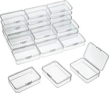 24 Packs Small Clear Plastic Beads Storage Containers Box with Hinged Lid for St