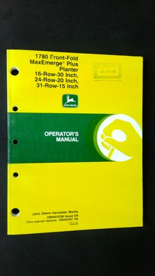 John Deere 1780 MaxEmerge Plus Planter Operator's Manual OMA64338 Issue E9