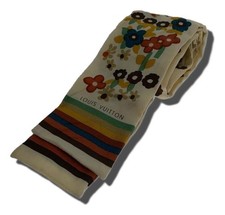 LOUIS VUITTON Silk Scarf Authentic Women W:2.36  6404