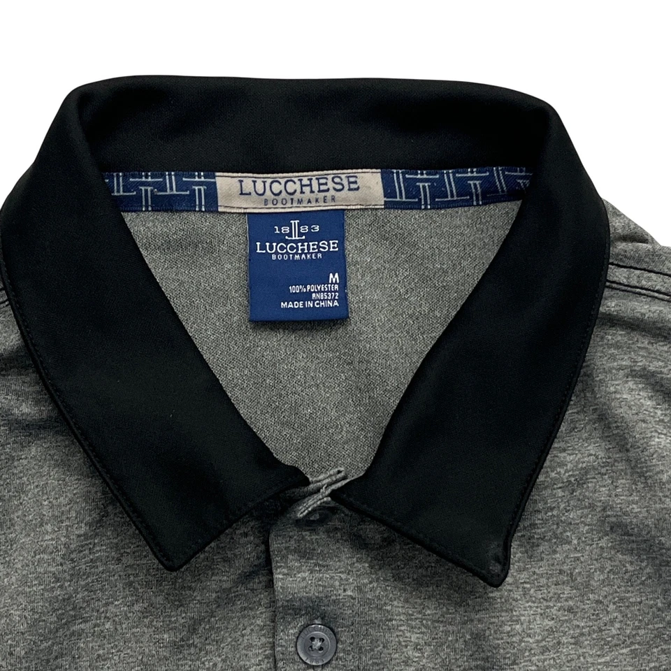 Polo de golf Lucchese Bootmaker 1883 gris jaspeado medio bordado elástico Foto 3 de 4
