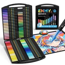 ENMY 80-Color Set of Direct-Fill Acrylic Markers, Water-Based, Brush Pens for Ar