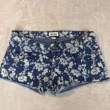 MUDD Brand Juniors Denim Floral Shorts By micro Y2K 9 Stretch Low Rise Cut Off