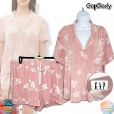 NWD Gap GapBody Women's XL 2-Pc. Notched-Collar Short Pajama Set G118XCVMA, Pink