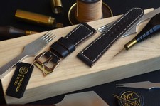 26 mm Cinturino artigianale pelle WALPIER black tamponato Pam Italy Leather Band