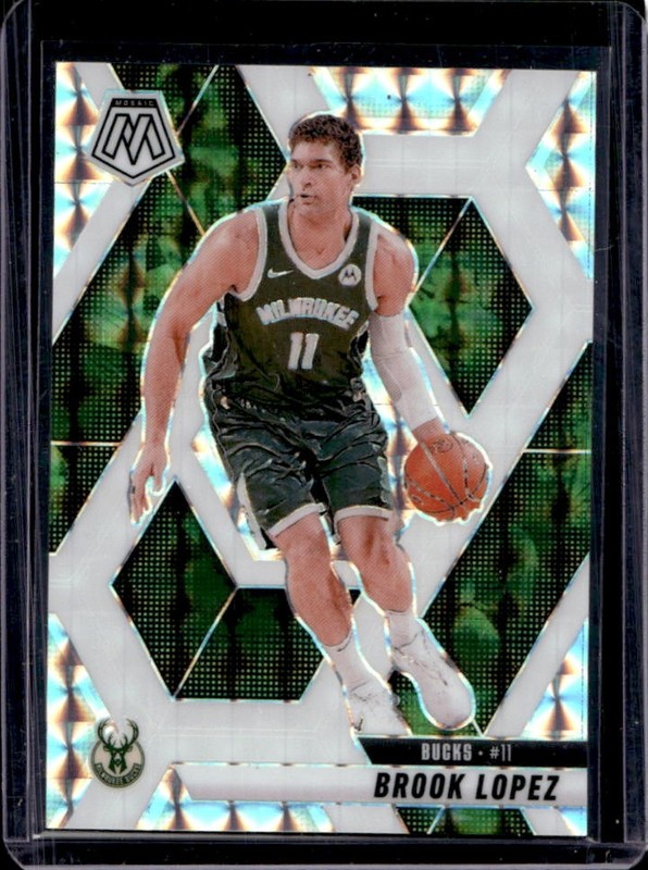 2024-25 Panini Mosaic Brook Lopez Choice White Mosaic #/35 Bucks