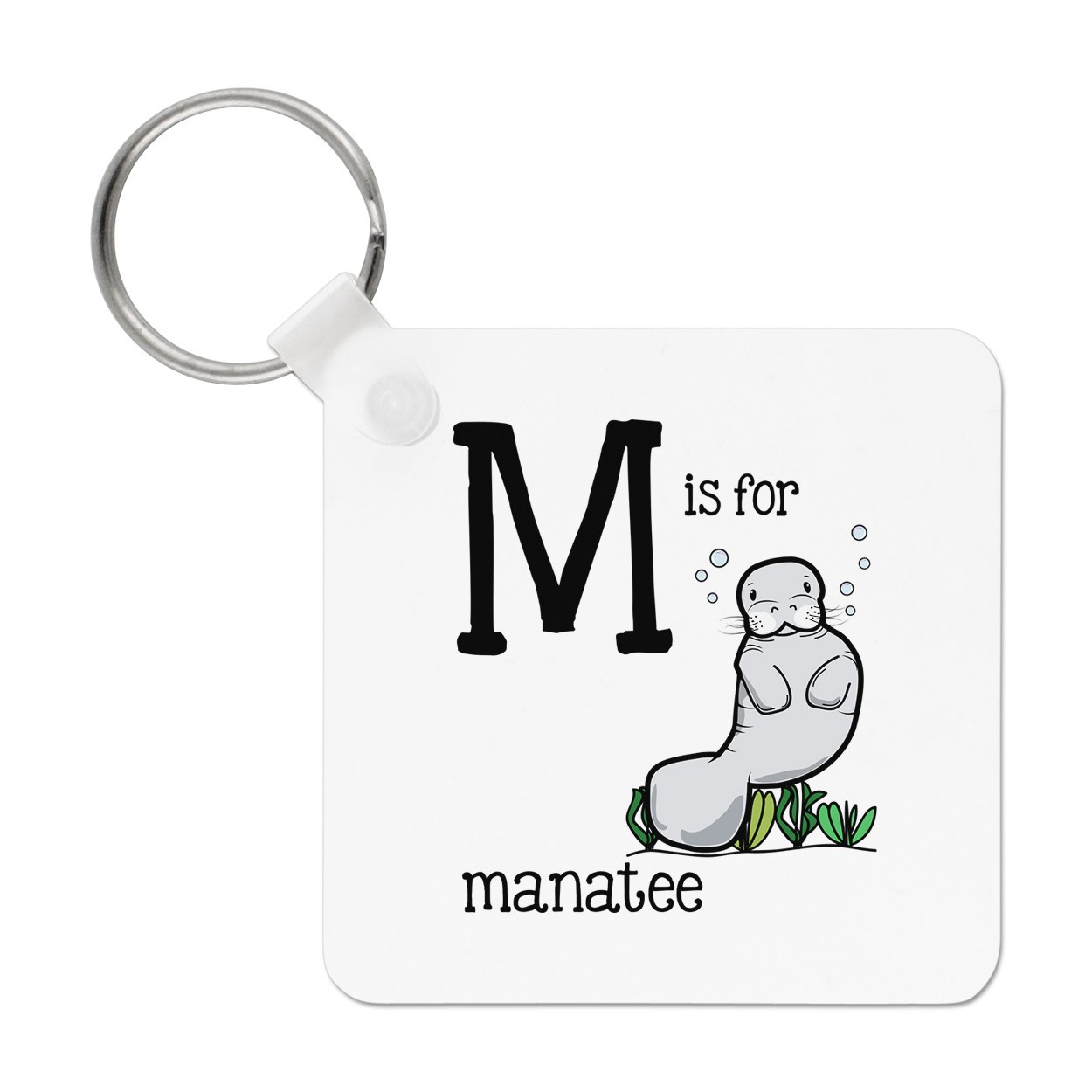 Letter M Is For Manatee Keyring Key Chain - Alphabet Cute Funny