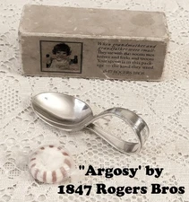 Argosy (1926) ~ loop Baby Spoon (3½") in Gift Box ~ 1847 Rogers Bros Silverplate